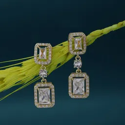 Carlton London Gold-Plated Square Premium Drop Earrings-52