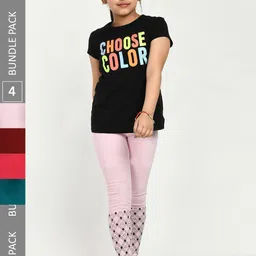 IndiWeaves Pack Of 4 Printed Pure Cotton Ankle-Length Leggings-image-1