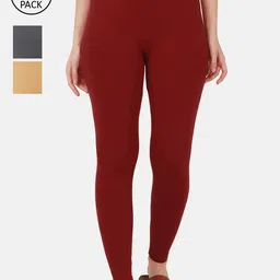 BUY NEW TREND Women Pack Of 3 Solid Ankle-Length Leggings-image-43