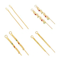 Vighnaharta Set Of 4 Gold-Plated Geometric Drop Earrings-picture-8