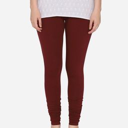 Vami Women Maroon Solid Churidar-Length Leggings-image-54