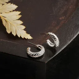 Accessorize Women Silver-Toned Contemporary Half Hoop Earrings-11