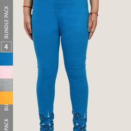 IndiWeaves Girls Pack Of 4 Printed Pure Cotton Ankle Length Leggings-image-71