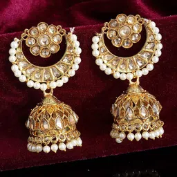 KARATCART Gold-Plated Contemporary Jhumkas Earrings-image-44