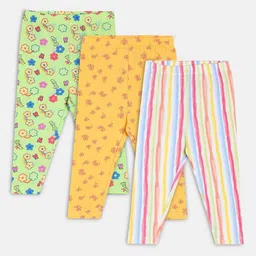 MINI KLUB Infant Girls Pack Of 3 Printed Ankle Length Leggings-image-39