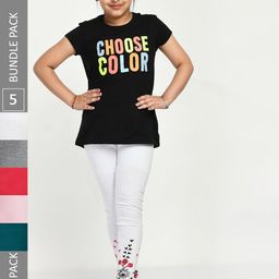 IndiWeaves Girls Pack Of 5 Printed Pure Cotton Ankle Length Leggings-picture-40