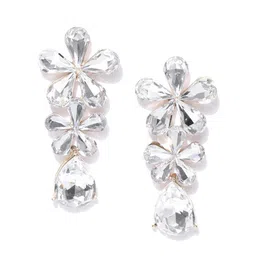 DressBerry Gold-Plated Artificial Stones Contemporary Drop Earrings-13