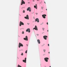 Pantaloons Junior Girls Pink Printed Cotton Leggings-picture-44