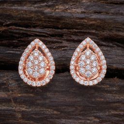 Kushal's Fashion Jewellery Rose-Gold Plated White Teardrop Shaped Studs Earrings-image-11