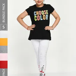 IndiWeaves Girls Pack Of 5 Printed Skin friendly dyes Pure Cotton Ankle Length Leggings-image-55