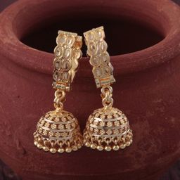 Vighnaharta Gold-Plated Dome Shaped Jhumkas-24