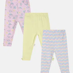 MINI KLUB Infant-Girls Pack Of 3 Printed Ankle-Length Leggings-picture-15