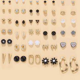 Jewels Galaxy Pack Of 6 Black & White Contemporary Studs Earrings-44