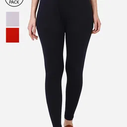 BUY NEW TREND Women Pack Of 3 Solid Ankle-Length Leggings-image-87