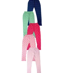 IndiWeaves Girls Pack of 5 Printed Ankle-Length Pure Cotton Leggings-image-89