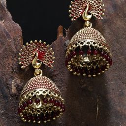 ANIKAS CREATION Gold-Plated Contemporary Jhumkas Earrings-90