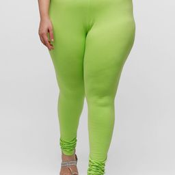 De Moza Women Green Solid Cotton Churidar-Length Leggings-picture-9
