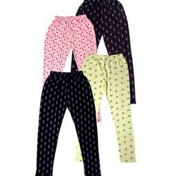 IndiWeaves Girls Pack of 4 Printed Pure Cotton Ankle-Length Leggings-image-59