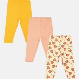 MINI KLUB Infant Girls Pack Of 3 Printed Ankle Length Leggings-picture-6