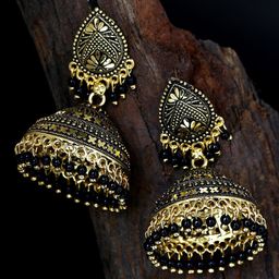 ANIKAS CREATION Gold-Plated Contemporary Jhumkas Earrings-37