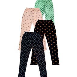IndiWeaves Girls Pack Of 4 Printed Pure Cotton Ankle Length Leggings-image-99