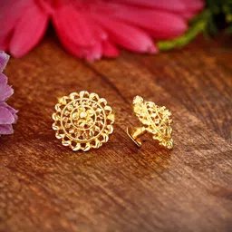 Vighnaharta Gold-Plated Floral Studs Earrings-77