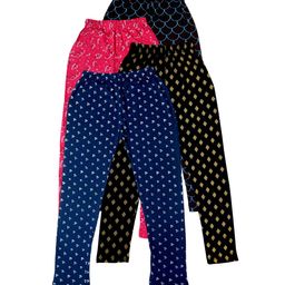 IndiWeaves Girls Pack of 4 Printed Pure Cotton Ankle-Length Leggings-image-97