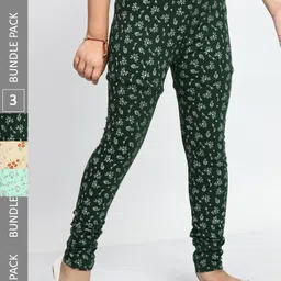 BAESD Girls Pack Of 3 Conversational Printed Pure Cotton Churidar-Length Leggings-image-77