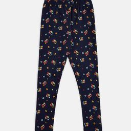 Pantaloons Junior Girls Navy Blue & Yellow Printed Leggings-picture-2