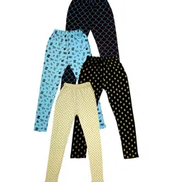 IndiWeaves Girls Pack Of 4 Printed Skin Friendly Pure Cotton Ankle Length Legging-image-54