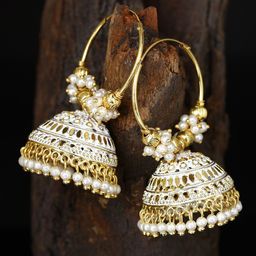 ANIKAS CREATION Gold-Plated Contemporary Jhumkas Earrings-89