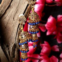 ANIKAS CREATION Gold-Plated Peacock Shaped Jhumkas-92