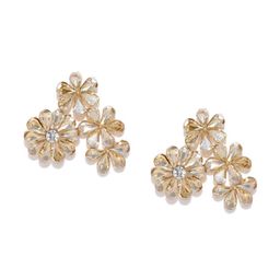 DressBerry Gold-Plated Artificial Stones Contemporary Studs Earrings-8