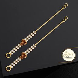 Vighnaharta Set Of 4 Gold-Plated Stone Studded Ear Cuff Earrings-33