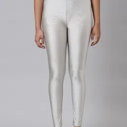 Go Colors Girls Silver Ankle Length Leggings-image-97