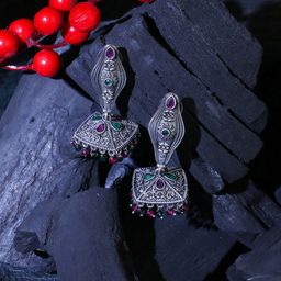 Adwitiya Collection Silver-Plated Classic Jhumkas Earrings-55