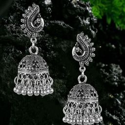 Anouk Silver Plated Dome Shaped Jhumkas-15