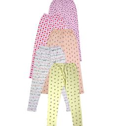 IndiWeaves Girls Pack of 5 Printed Pure Cotton Ankle-Length Leggings-image-37