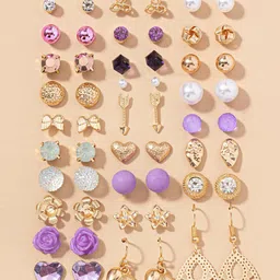 Jewels Galaxy Pack of 15 Contemporary Studs Earrings-image-20