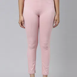 Go Colors Girls Pink Solid Jeggings-image-56