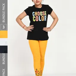 IndiWeaves Girls Pack Of 3 Printed Skin friendly dyes Pure Cotton Ankle Length Leggings-image-89