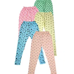 IndiWeaves Girls Pack Of 5 Printed Cotton Ankle-Length Leggings-image-52