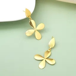 VIRAASI Gold-Plated Glossy Floral Drop Earrings-52