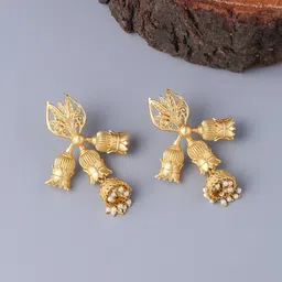 CELEBRAVO Brass-Plated Floral Jhumkas-23