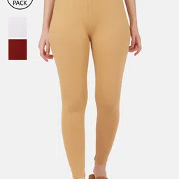 BUY NEW TREND Women Pack Of 3 Solid Ankle Length Leggings-image-45