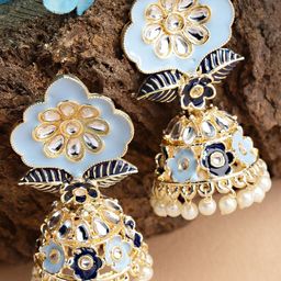 KARATCART Gold Plated Contemporary Jhumkas Earrings-42