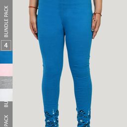 IndiWeaves Girls Pack Of 4 Printed Ankle Length Pure Cotton Leggings-image-67