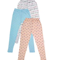 IndiWeaves Girls Pack of 3 Printed Super Soft Pure Cotton Ankle-Length Leggings-image-44