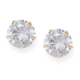 DressBerry Gold-Plated & Green Stone Studded Contemporary Studs Earrings-6
