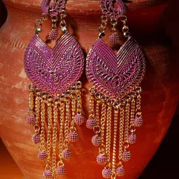 ANIKAS CREATION Gold Plated Drop Earrings-image-62